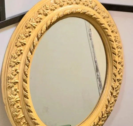 Antique Giltwood Oval Mirror - Provenance "Voor Adrienne" - Yatva