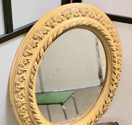 Antique Giltwood Oval Mirror - Provenance "Voor Adrienne" - Yatva