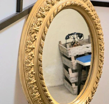 Antique Giltwood Oval Mirror - Provenance "Voor Adrienne" - Yatva