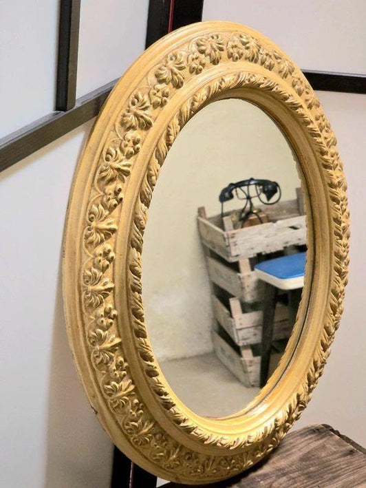 Antique Giltwood Oval Mirror - Provenance "Voor Adrienne" - Yatva