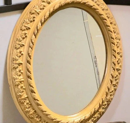 Antique Giltwood Oval Mirror - Provenance "Voor Adrienne" - Yatva