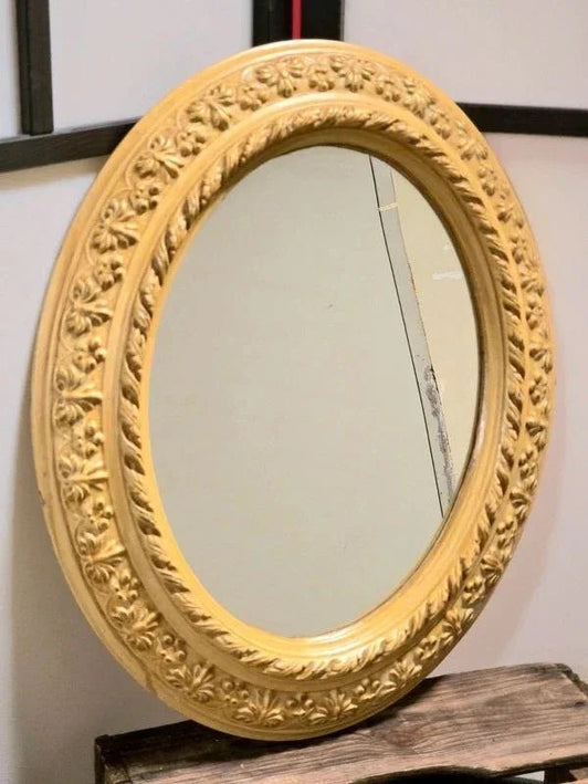 Antique Giltwood Oval Mirror - Provenance "Voor Adrienne" - Yatva