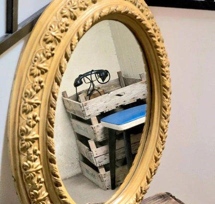 Antique Giltwood Oval Mirror - Provenance "Voor Adrienne" - Yatva