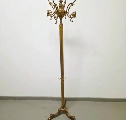 Antique Vintage Italian Standing Brass Coat Rack - Yatva
