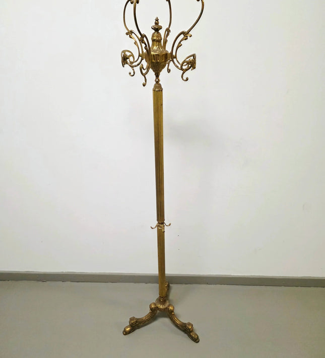 Antique Vintage Italian Standing Brass Coat Rack - Yatva