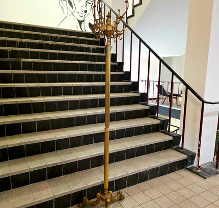 Antique Vintage Italian Standing Brass Coat Rack - Yatva