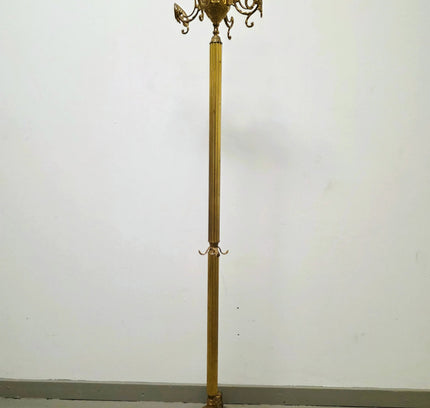 Antique Vintage Italian Standing Brass Coat Rack - Yatva