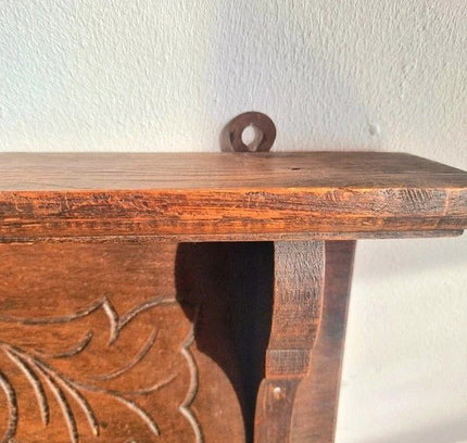 Art Nouveau / Carved Wooden Antique Oak Wall Coat Rack(ca. 1910–1920) - Yatva