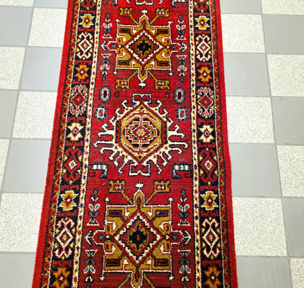 Authentic Hand - Knotted Kazak Runner Rug - Yatva