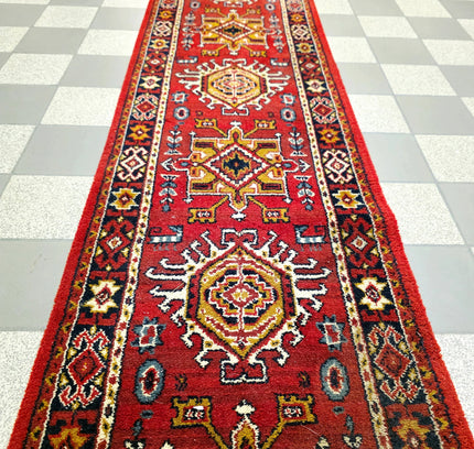 Authentic Hand - Knotted Kazak Runner Rug - Yatva