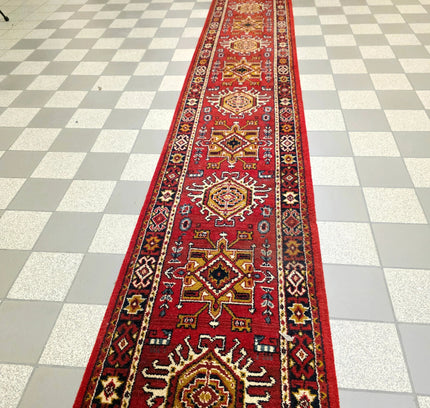 Authentic Hand - Knotted Kazak Runner Rug - Yatva