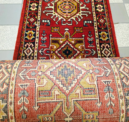 Authentic Hand - Knotted Kazak Runner Rug - Yatva