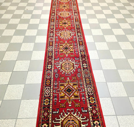 Authentic Hand - Knotted Kazak Runner Rug - Yatva