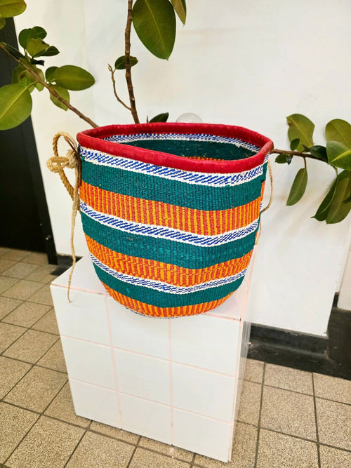 Authentic Handwoven Kenyan Kiondo Basket –  Vibrant Sisal
