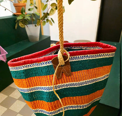 Authentic Handwoven Kenyan Kiondo Basket – Vibrant Sisal - Yatva