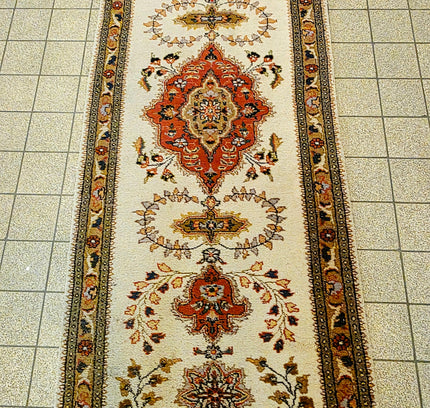Authentic Persian Tabriz Runner 90x305 cm - Hand-Knotted Wool Vintage Rug - Yatva