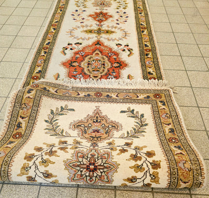 Authentic Persian Tabriz Runner 90x305 cm - Hand-Knotted Wool Vintage Rug - Yatva