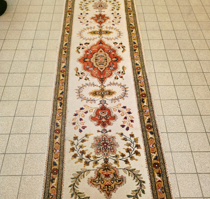 Authentic Persian Tabriz Runner 90x305 cm - Hand-Knotted Wool Vintage Rug - Yatva