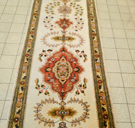 Authentic Persian Tabriz Runner 90x305 cm - Hand-Knotted Wool Vintage Rug - Yatva