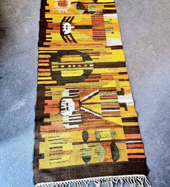 Authentic Vintage Polish Kilim Hand - woven Rug - Yatva