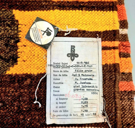Authentic Vintage Polish Kilim Hand - woven Rug - Yatva