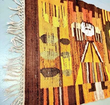 Authentic Vintage Polish Kilim Hand - woven Rug - Yatva