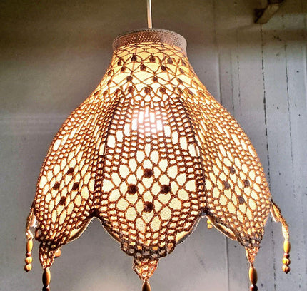 Boho Hanging Pendant Crochet Hang Lamp - Yatva
