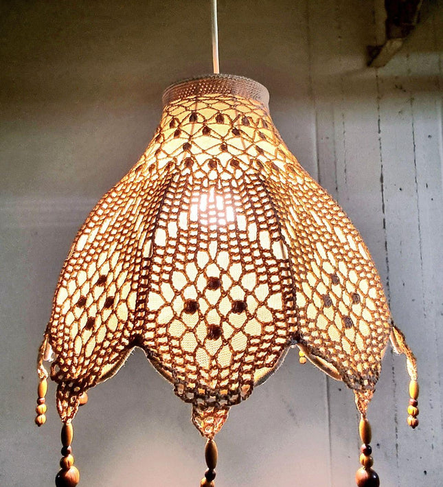 Boho Hanging Pendant Crochet Hang Lamp - Yatva