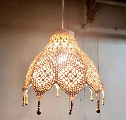 Boho Hanging Pendant Crochet Hang Lamp - Yatva