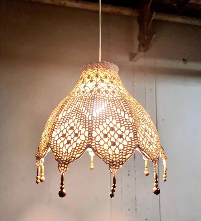 Boho Hanging Pendant Crochet Hang Lamp - Yatva