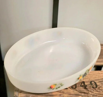 Brand new 70s Arcopal Fruits de France oval baking dish - Yatva