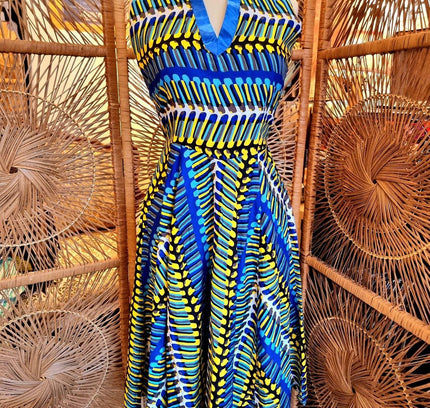 Brand New Ankara Abstract African Print Dress - Yatva
