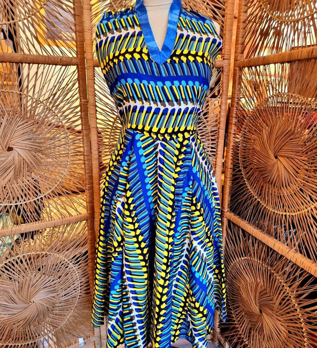 Brand New Ankara Abstract African Print Dress - Yatva