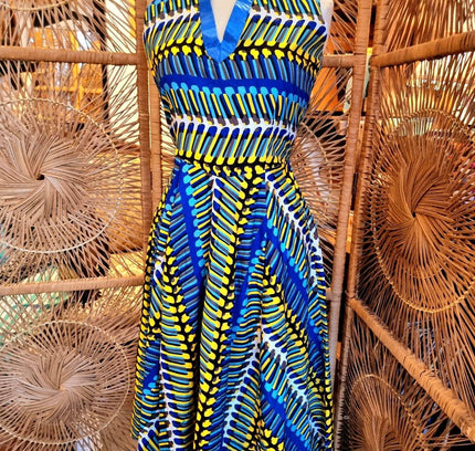 Brand New Ankara Abstract African Print Dress - Yatva