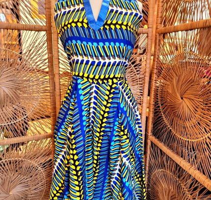 Brand New Ankara Abstract African Print Dress - Yatva