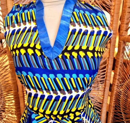 Brand New Ankara Abstract African Print Dress - Yatva