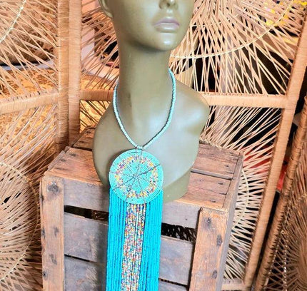Brand New Beaded Fringe Pendant Necklace - Yatva