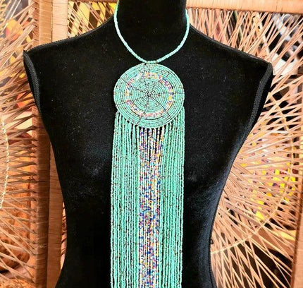 Brand New Beaded Fringe Pendant Necklace - Yatva