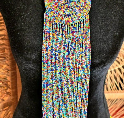 Brand New Beaded Fringe Pendant Necklace - Yatva