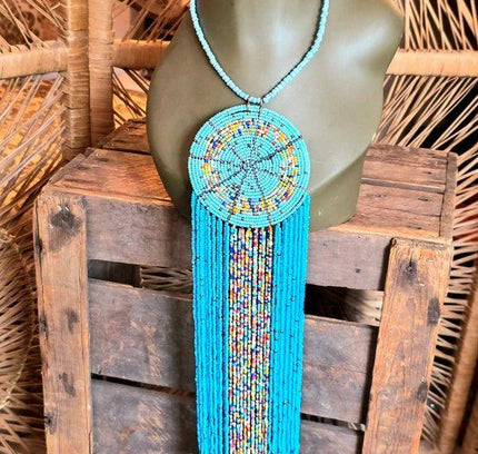 Brand New Beaded Fringe Pendant Necklace - Yatva