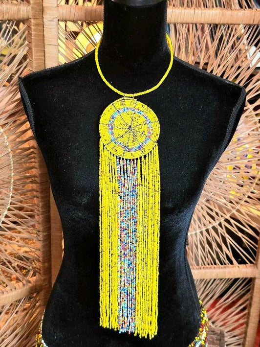 Brand New Beaded Fringe Pendant Necklace - Yatva
