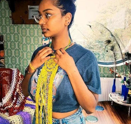 Brand New Beaded Fringe Pendant Necklace - Yatva