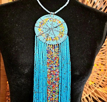 Brand New Beaded Fringe Pendant Necklace - Yatva