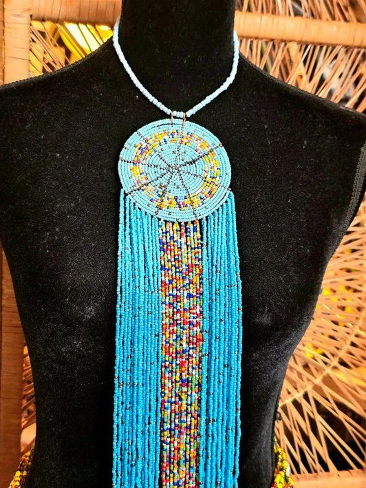 Brand New Beaded Fringe Pendant Necklace - Yatva