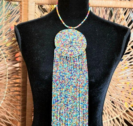 Brand New Beaded Fringe Pendant Necklace - Yatva