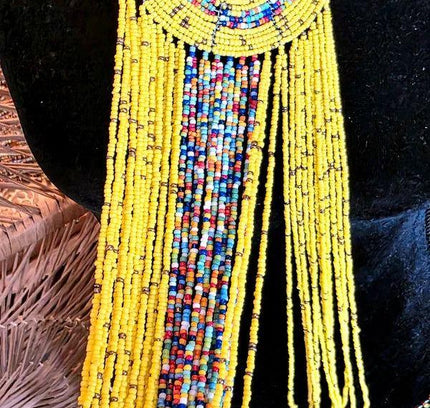 Brand New Beaded Fringe Pendant Necklace - Yatva