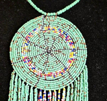 Brand New Beaded Fringe Pendant Necklace - Yatva