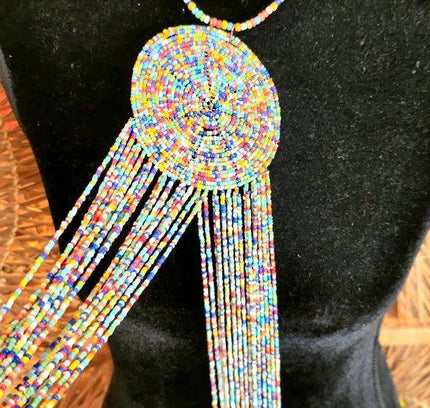 Brand New Beaded Fringe Pendant Necklace - Yatva