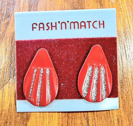 Brand New Deadstock Vintage 1980s Teardrop Glitter Stud Earrings - Yatva