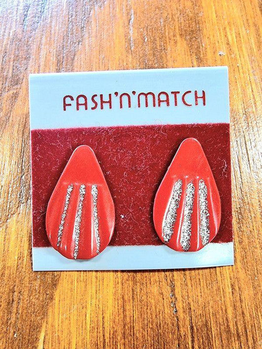 Brand New Deadstock Vintage 1980s Teardrop Glitter Stud Earrings - Yatva